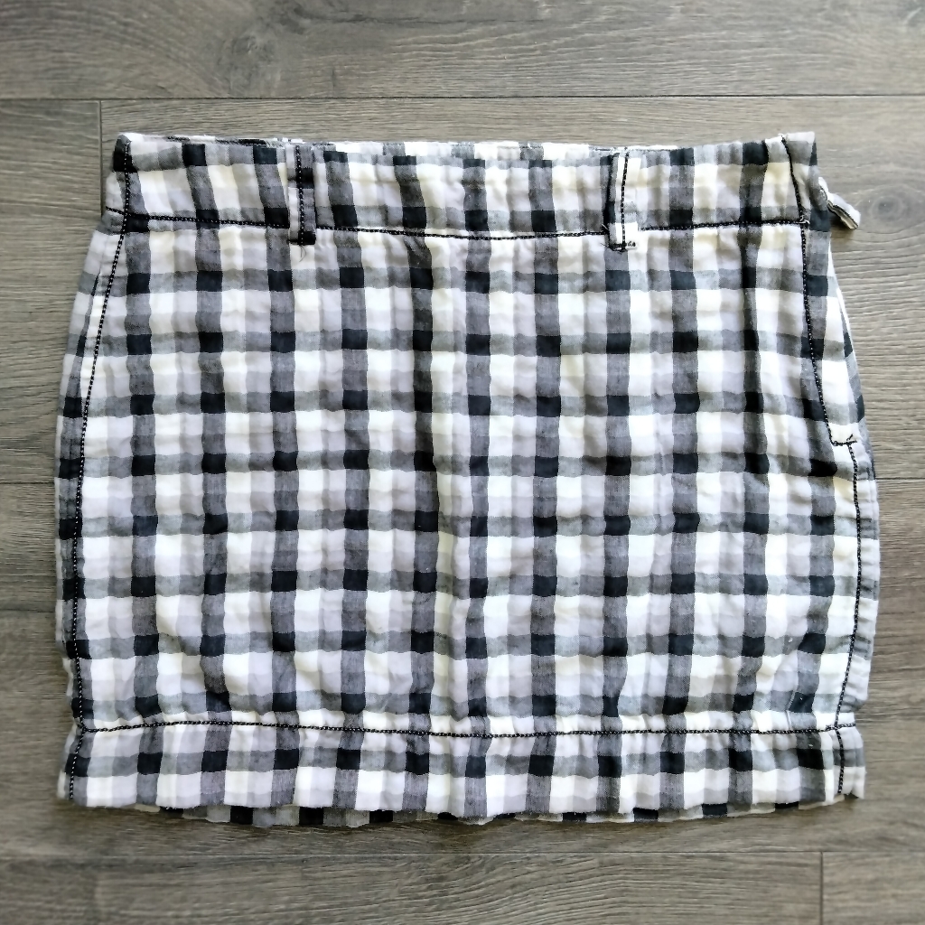 Max Studio White & Grey Plaid Cotton Mini Skirt Women's Size 2